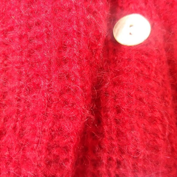 Vintage Y2K Moda Intl Womens S Sweater Cardigan Tunic Red Knit Mohair Blend - Picture 6 of 11